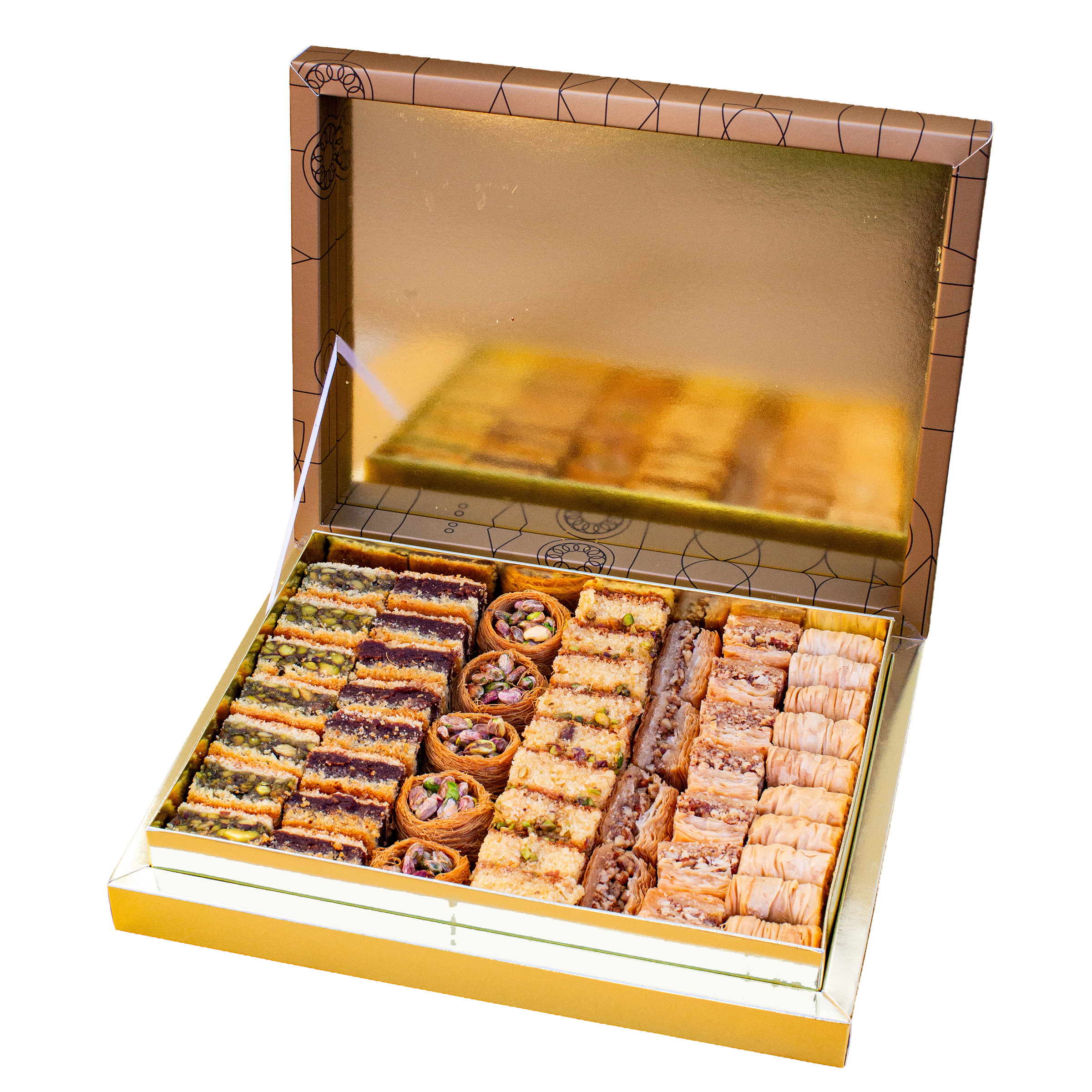 Gourmet Celebration Selection Baklava and Maamoul Gold Gift Box (2kg)