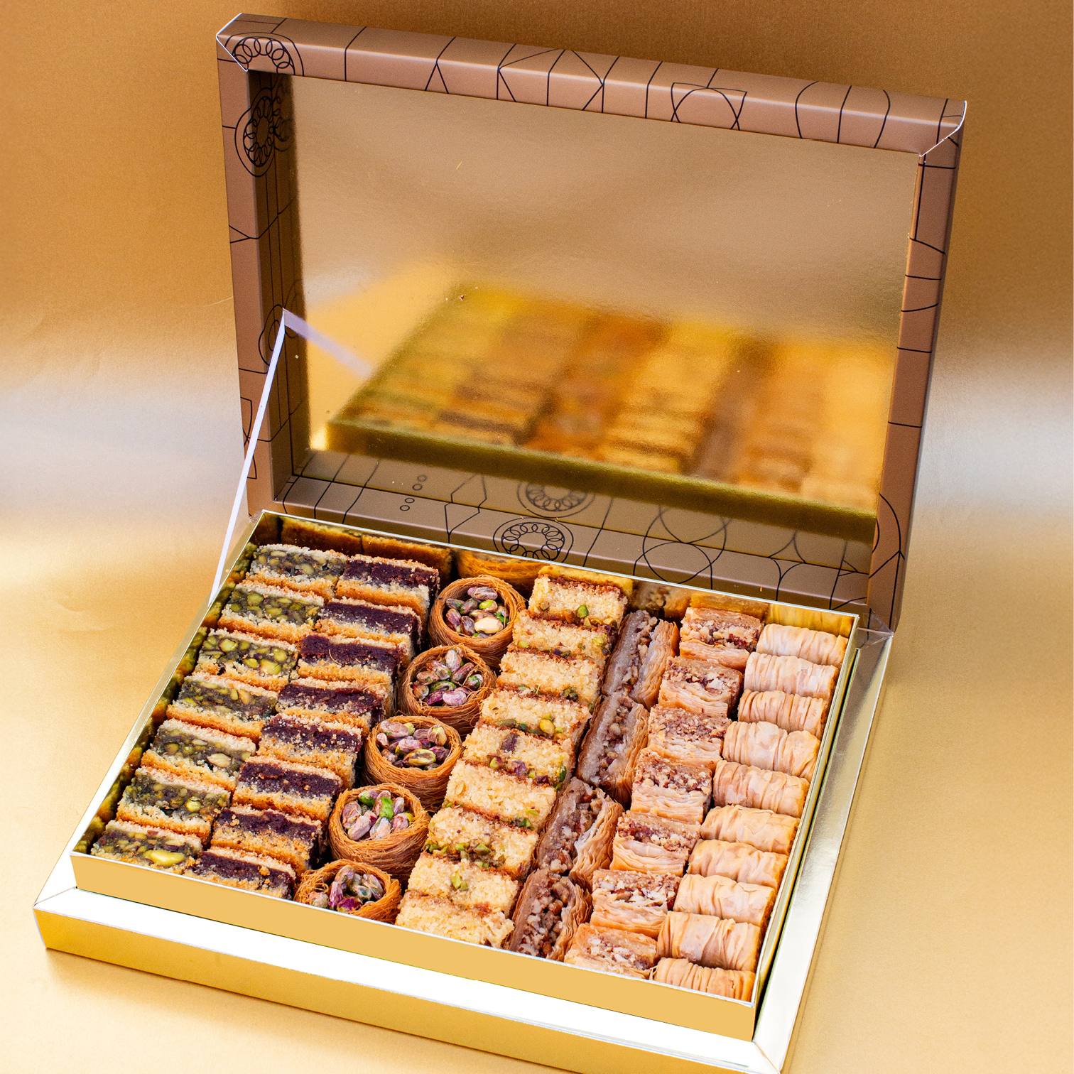 Gourmet Celebration Selection Baklava and Maamoul Gold Gift Box (2kg) - Image 2
